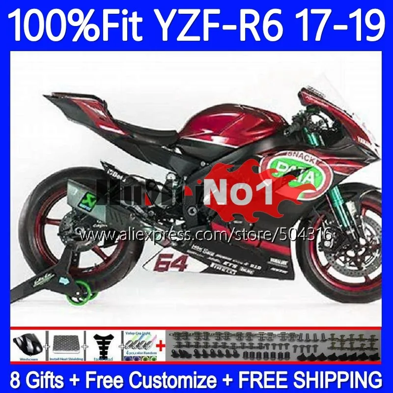 

OEM Body For YAMAHA YZF R6 600 R 6 CC YZF600 YZFR6 17 18 19 157MC.50 YZF-R6 YZF-600 2017 2018 2019 Injection Fairing wine red