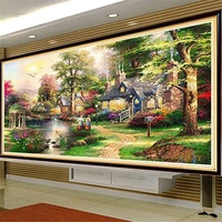 5d diamond painting pastoral scenery cross stitch diy embroidery full drill landscape rhinestone pictures living room home decor