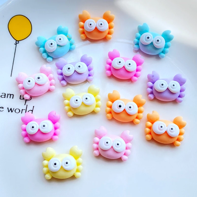 

20pcs New Cute Mini Cartoon Crab Animal FlatBack Resin Figurine Crafts Flatback Cabochon Ornament DIY Jewelry Craft Accessorie
