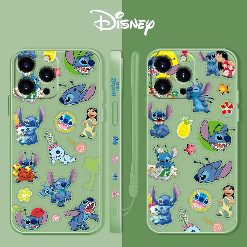 

Silicone Liquid Coque Case for iPhone 11 12 13 Pro Max 7 8 Plus SE XS 2022 X Disney Stitch Abomination Trend Shockproof Edge