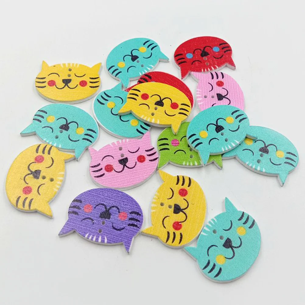 

Buttons Animal Wood Diy Wooden Sewing Snapskids Cat Decorative Clothes Scrapbooking Craftbutton Cartoon Christmas Color Mixed
