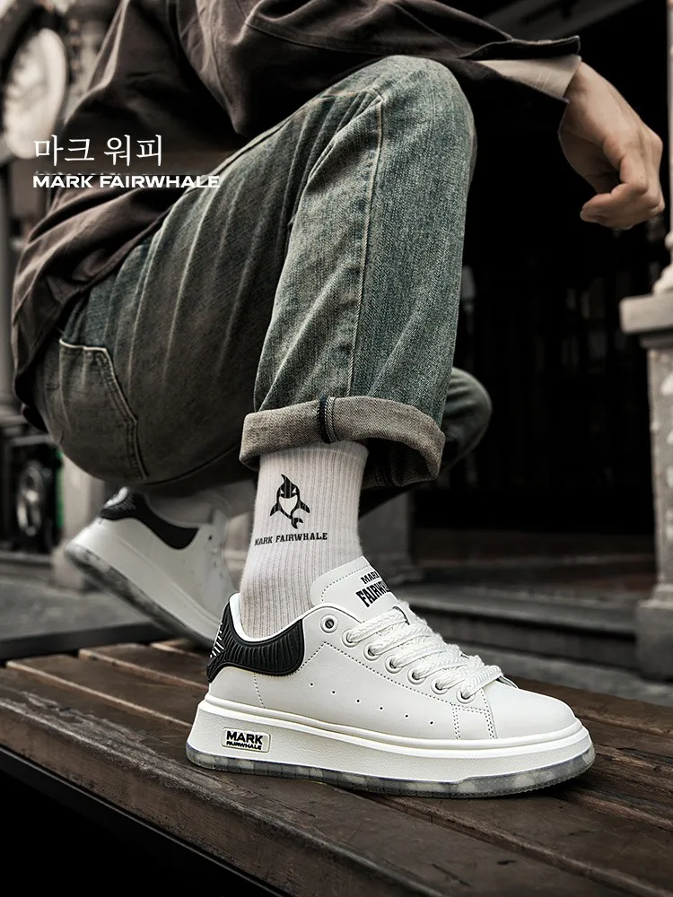 Белые туфли Mark Huafei новые кроссовки из натуральной кожи мужская обувь McQueen осень