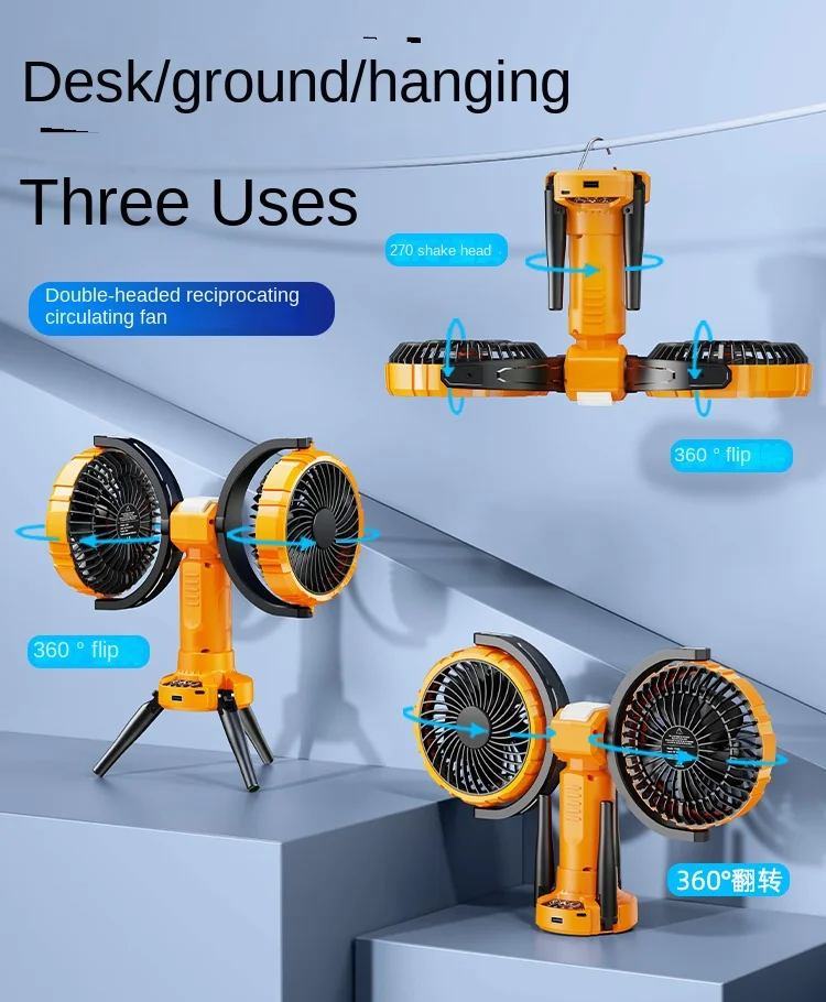 Вращающийся на 360 градусов двухсторонний вентилятор для наружного рабочего