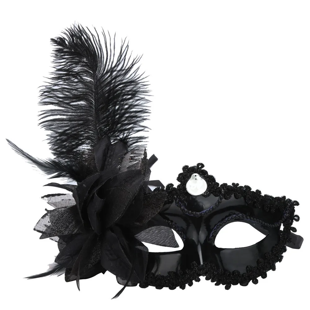 

Masquerade Feather Mask Women For Sexy Half Face Princess Mask Halloween Cutout Prom Party Mask Accessories