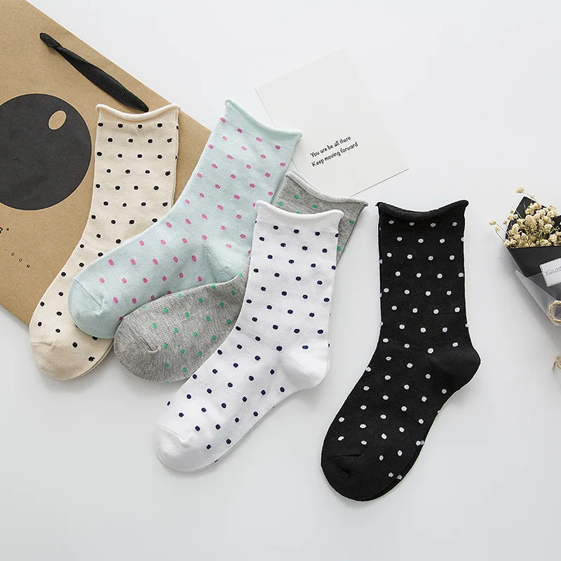 

Polka Dot Woman Socks Retro Harajuku Streetwear Cotton Crew Socks Women Girl Fashion Soft Comfortable Japanese Kawaii Cute Socks