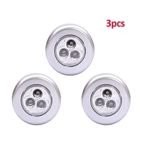 23pcs 3 led touch control night light round lamp under cabinet closet push stick on lamp home kitchen bedroom automobile use