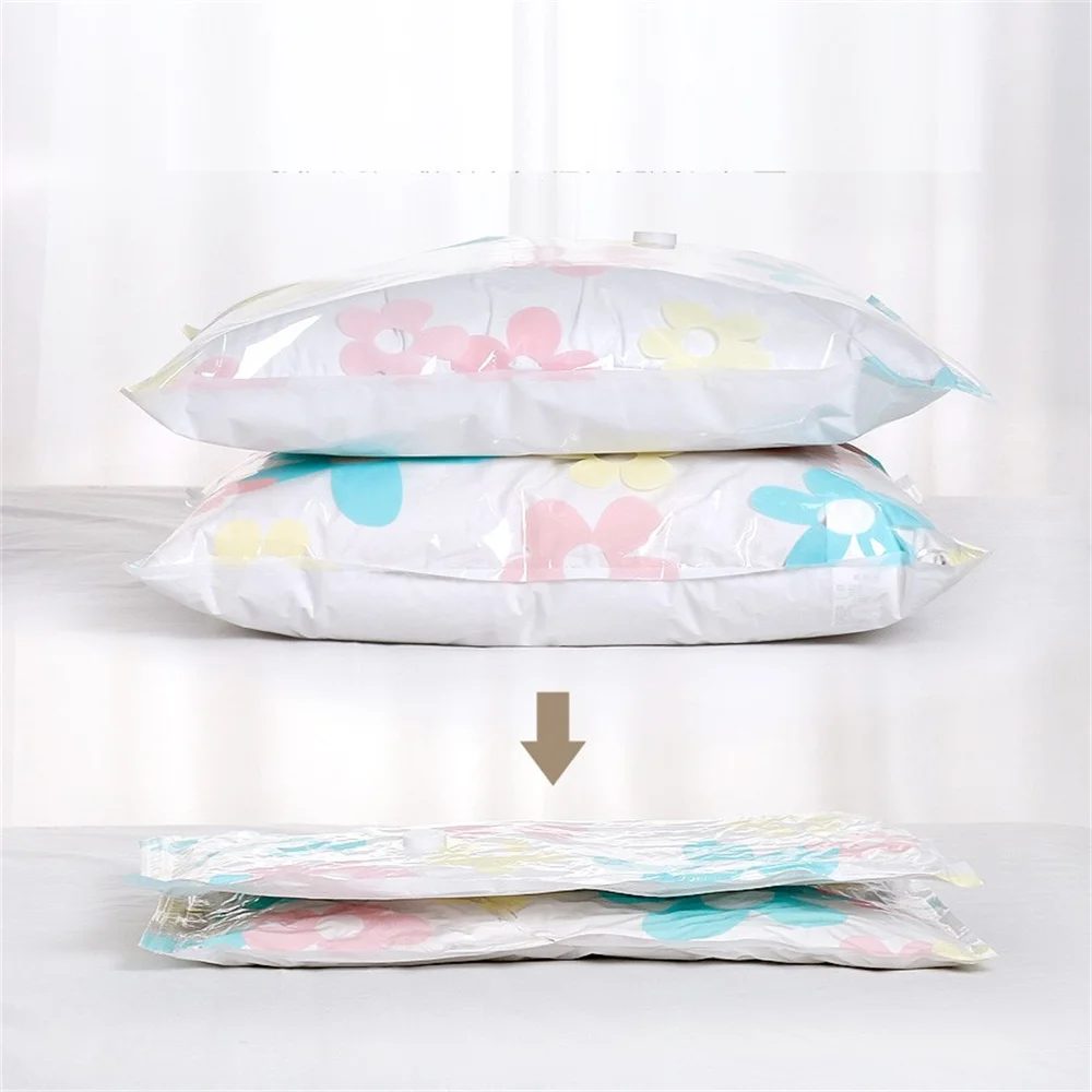 

Vacuum Bag for Clothes Storage Bag With Valve Transparent Border Folding Compressed Organizer Travel Space Saving Seal Packet