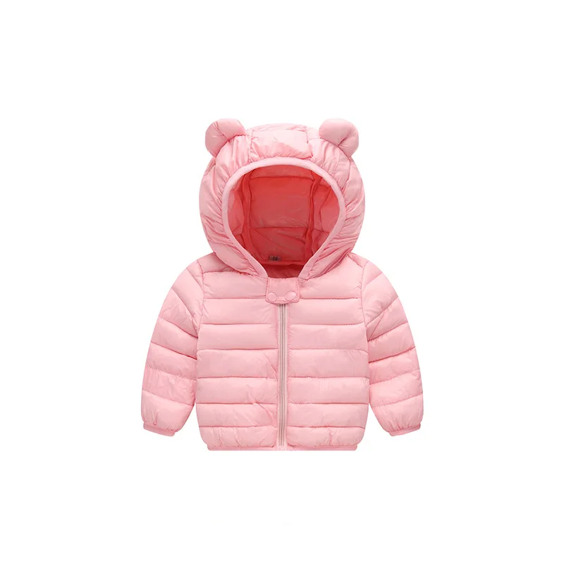 

1pcs/lot Cute Baby Girl boy solid Light Down Coats With Ear Hooded winter boy Girl Clothes Infant Children's coat