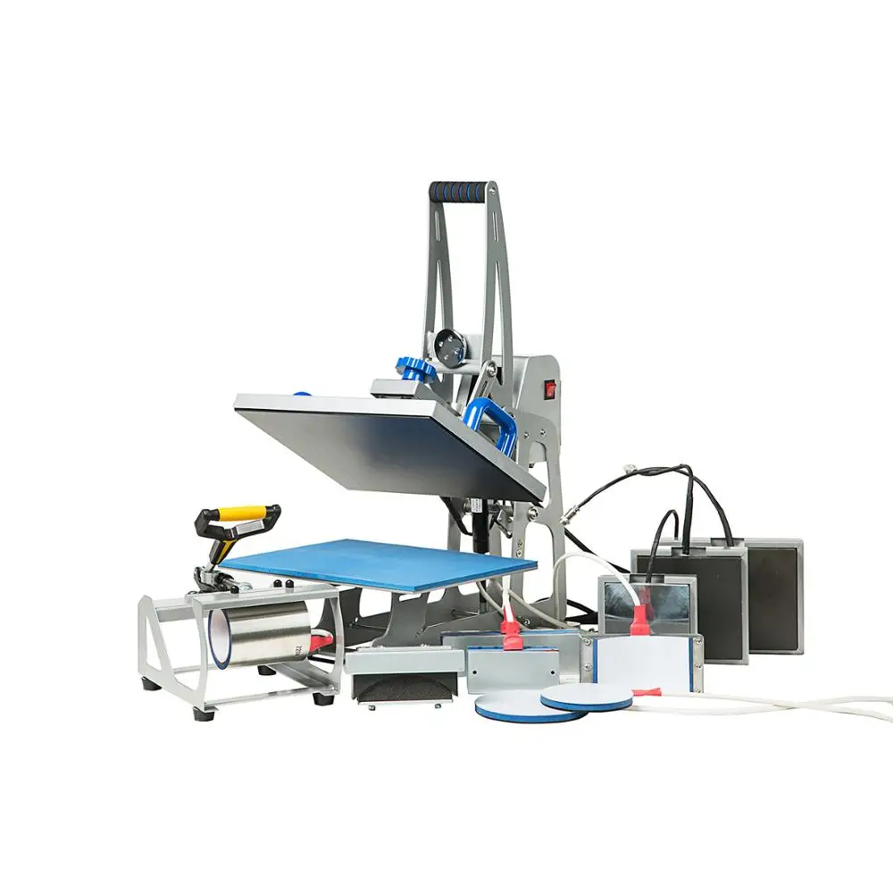 

factory direct 9 in 1 combo multi-purpose auto open tshirt printing sublimation heat press machine