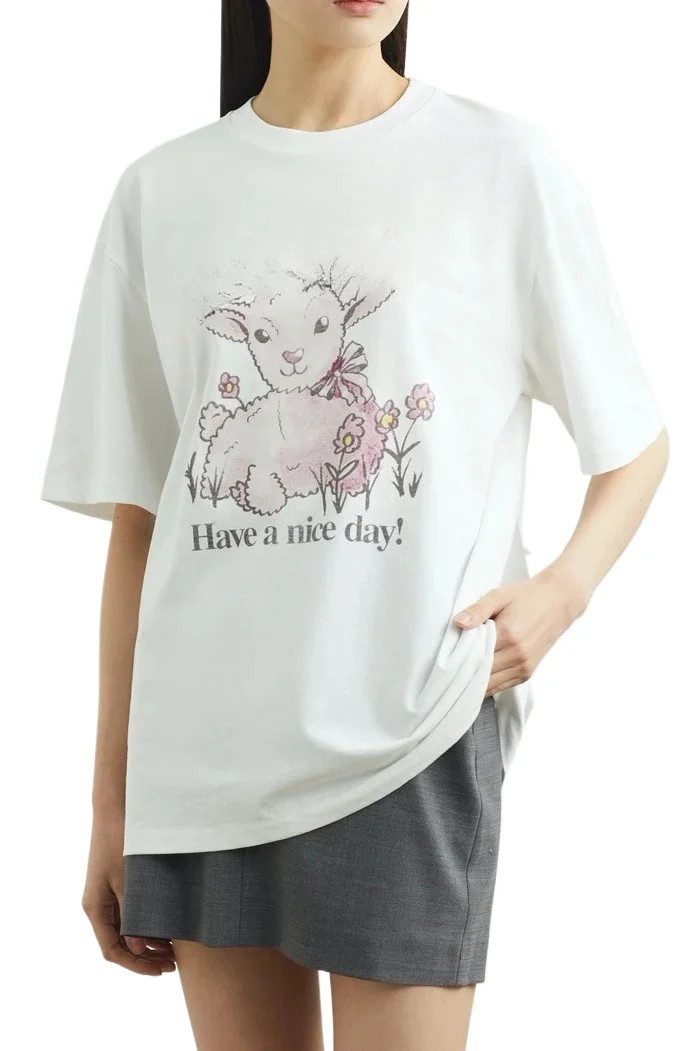 2024 летняя модная трендовая свободная хлопковая Футболка серии GA с мультяшным