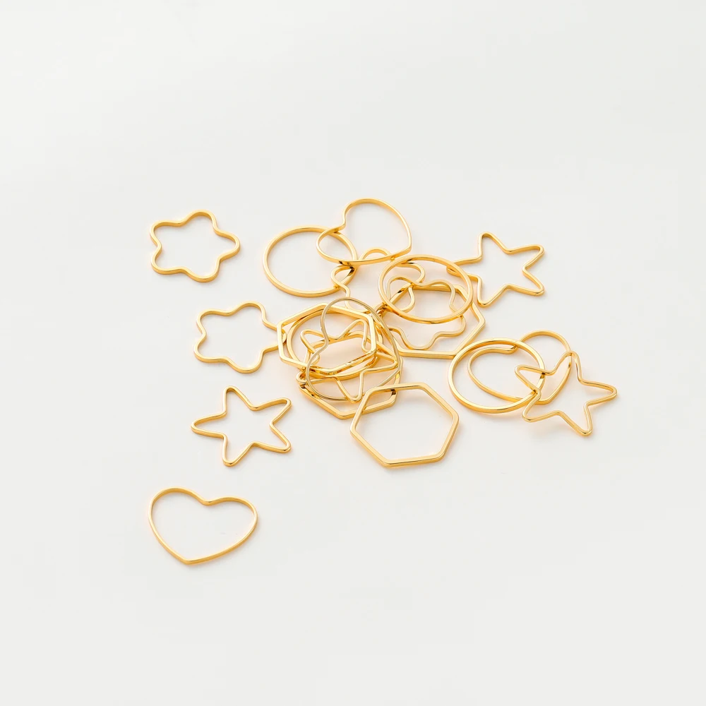 10Pcs 14K/18K Gold Color Plated Brass Geometry Hoops Earring Wires Connectors Closed Rings for DIY Jewelry Making Supplies