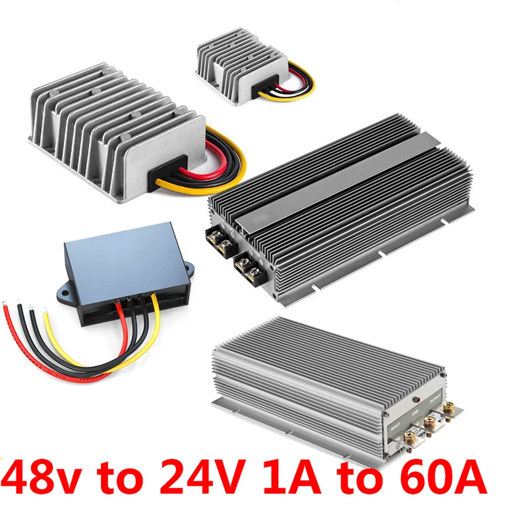 Convertidor de potencia de conmutación de 48 voltios a 24 voltios, transformador reductor de CC a CC, regulador de voltaje de camión, 1A a 60A