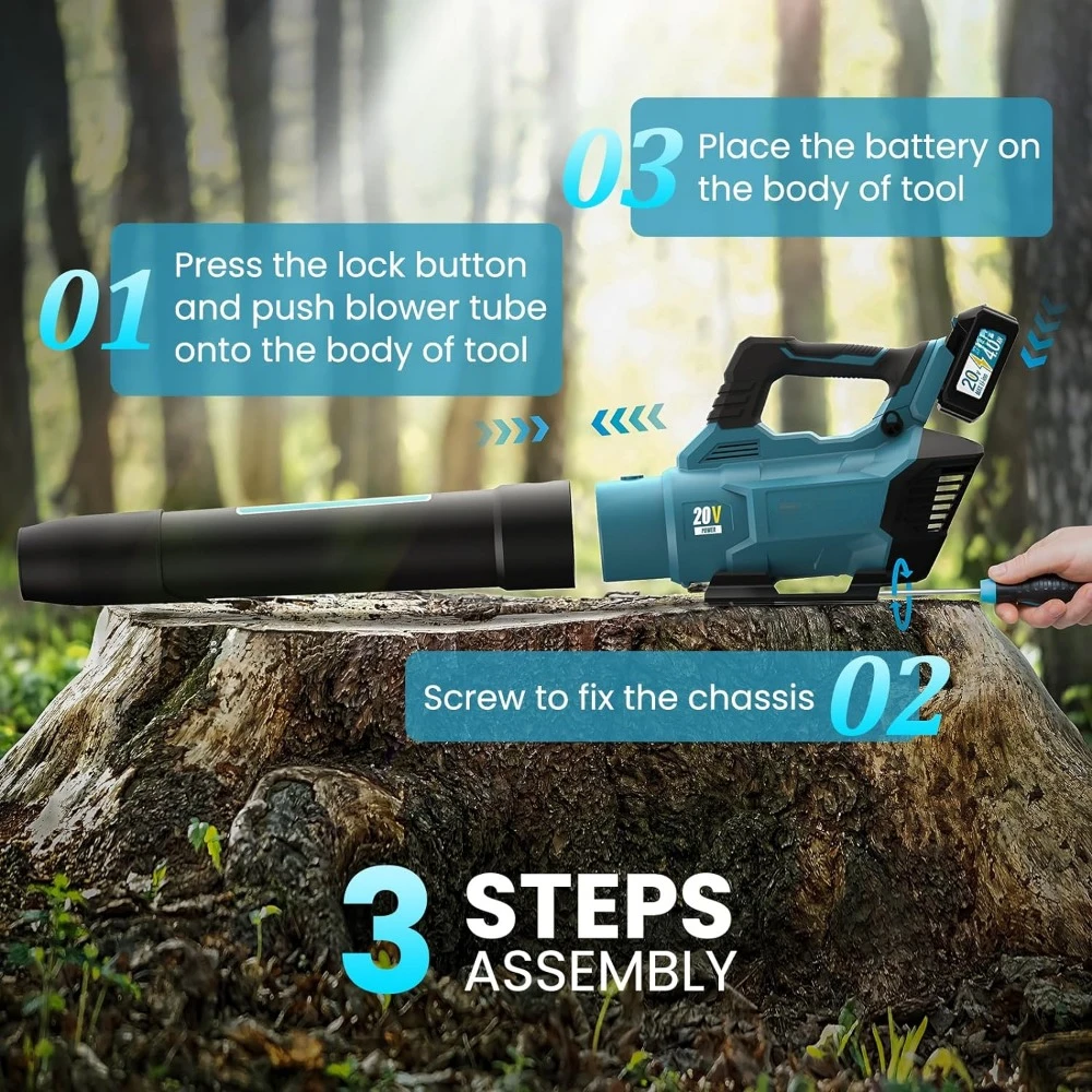 Электрическая Беспроводная воздуходувка для листьев с питанием от батареи 2 * Ач