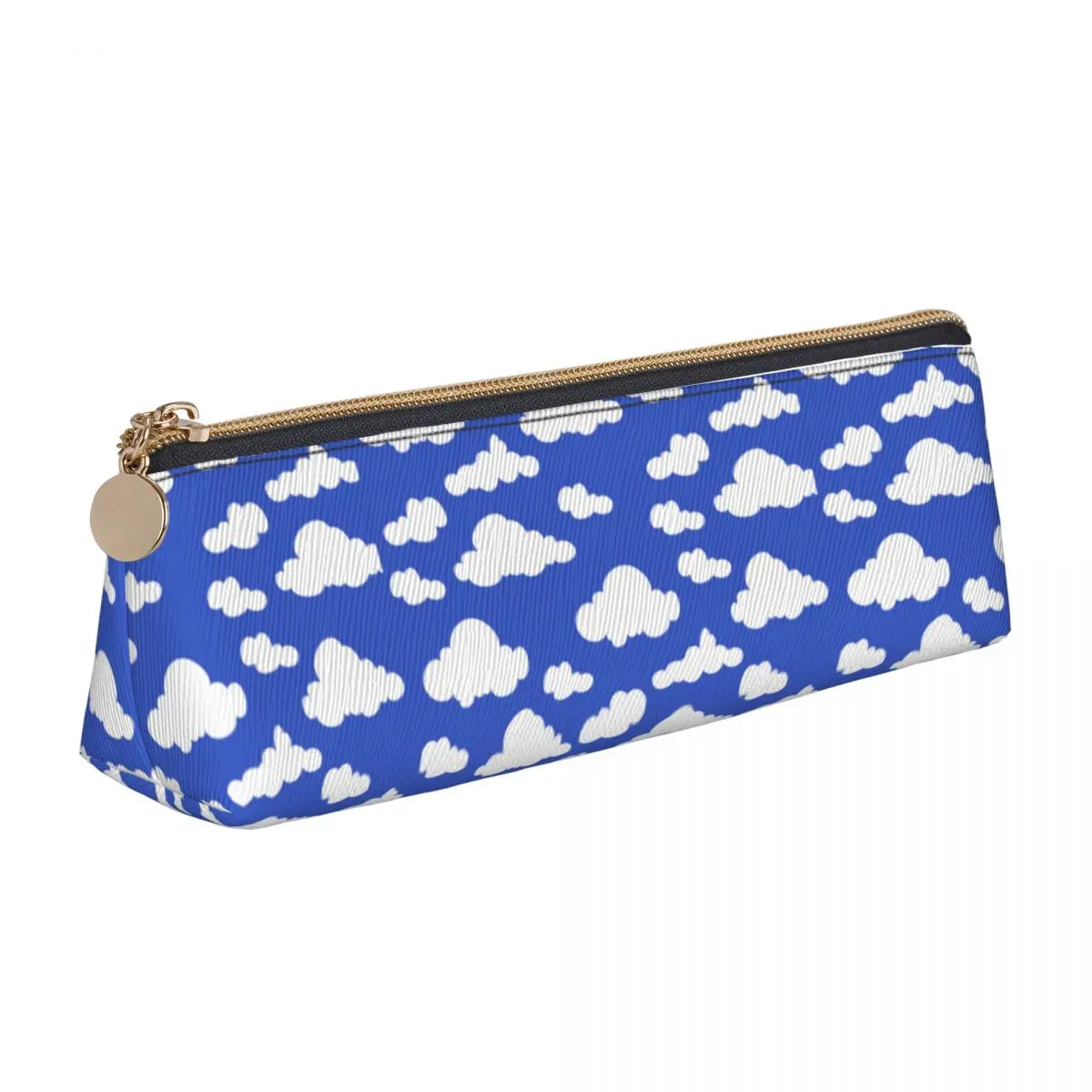 

Cartoon Cloud Leather Pencil Case Cloudy Blue Sky Fashion Zipper Pencil Box Back to School Teenager Triangle Pen Bag