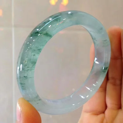 

zheru jewelry natural Burmese jadeite light double blue color 54mm-64mm bracelet elegant princess jewelry for mother and girlfri