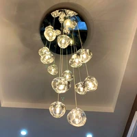 modern light luxury crystal ball staircase chandeliers duplex building lobby decor hanglamp villa hotel loft long pendant lamps