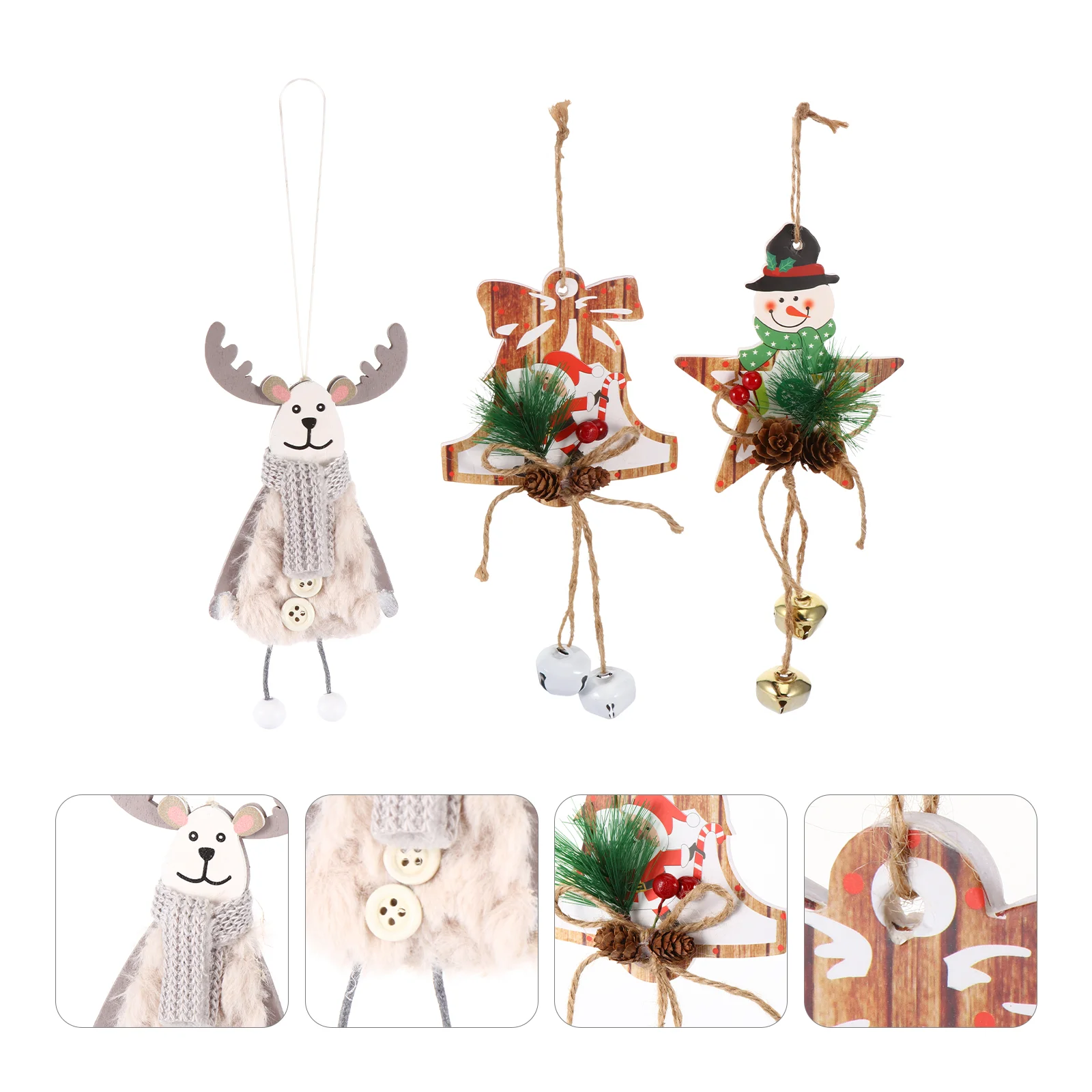 

Christmas Tree Bellhanging Wood Garden Pendant Embellishment Jingle Ornament Decor Pendants Gifts Wooden Shape Hangers Decors