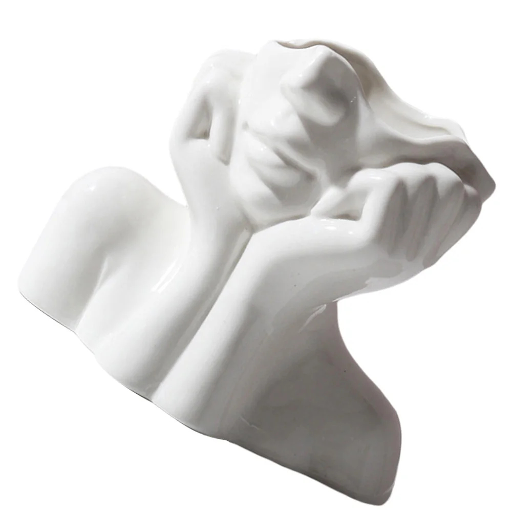 

Vase Flower Face Head Ceramic Planter Pot Bodystatue Female Sculpture White Bust Vases Modernsucculent Human Decorative Form