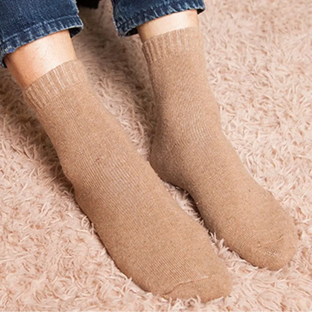 

Зимние теплые плотные махровые носки, новые модные однотонные шерстяные носки против холода, чулочно-носочные изделия для мужчин и женщин