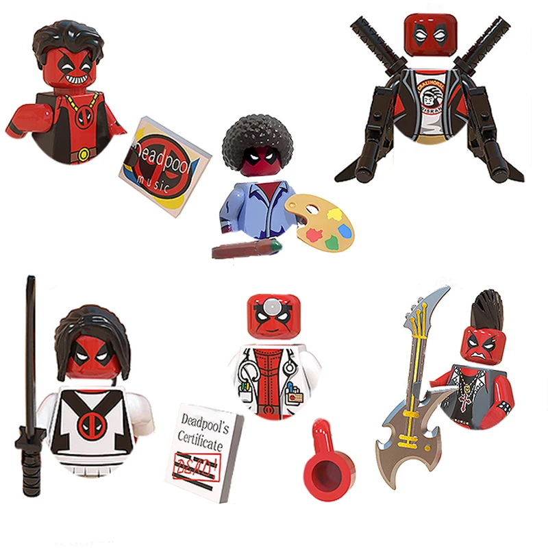 Superhero Deadpool Mini Blocks Action Figure DIY Motorcycle Brick Parts Building Block Accessories MOC Children Educational Toys