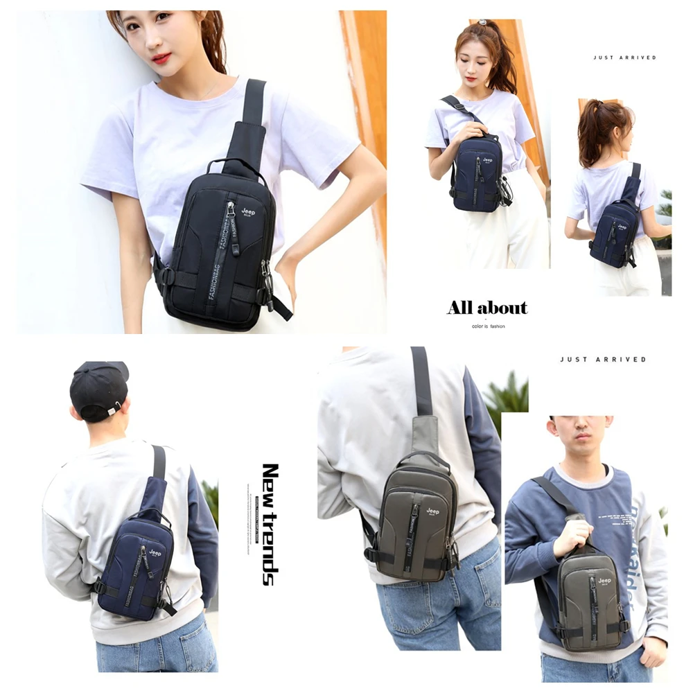 JEEP BULUO Oxford Men Chest Bags Fashion Sling Bag Crossbody Messenger Daily Pack Waterproof Short Trip Unisex Casual Hot parcel