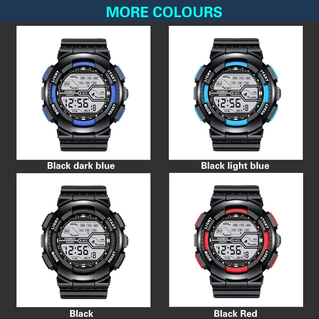 

Fashion Waterproof Men's Boy LCD Digital Stopwatch Date Rubber Sport Wrist Watch Mechanical Sports Watches Kol Saati Erkek