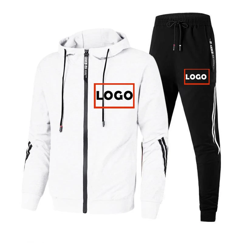 

Customize Logo Men Tracksuit Set 2023 Fashion High Quality Zipper Hoodie Set Homme Streetwear Jacket Suit Men Clothing