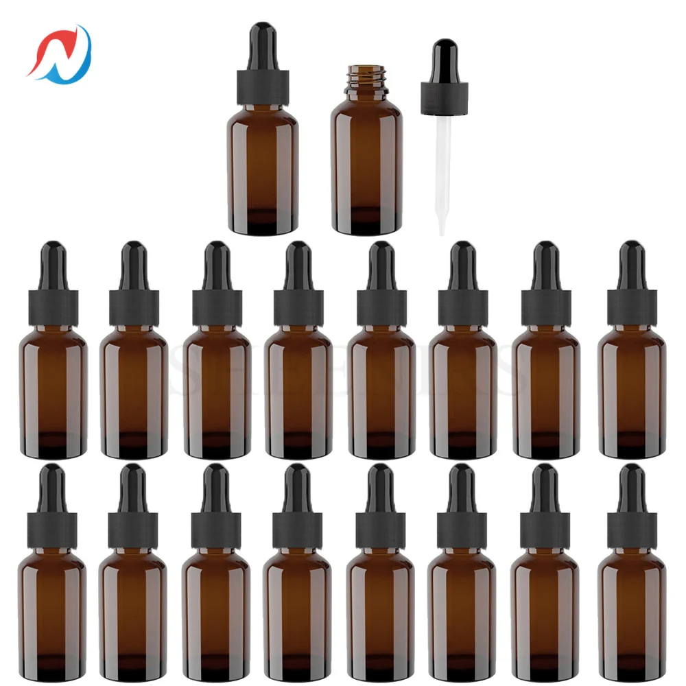 

24Pcs 5/10/15ml Empty Dropper Bottle Refillable Amber Glass Pipette Bottles For Essential Oil Aromatherapy Liquid Dropper Bottle