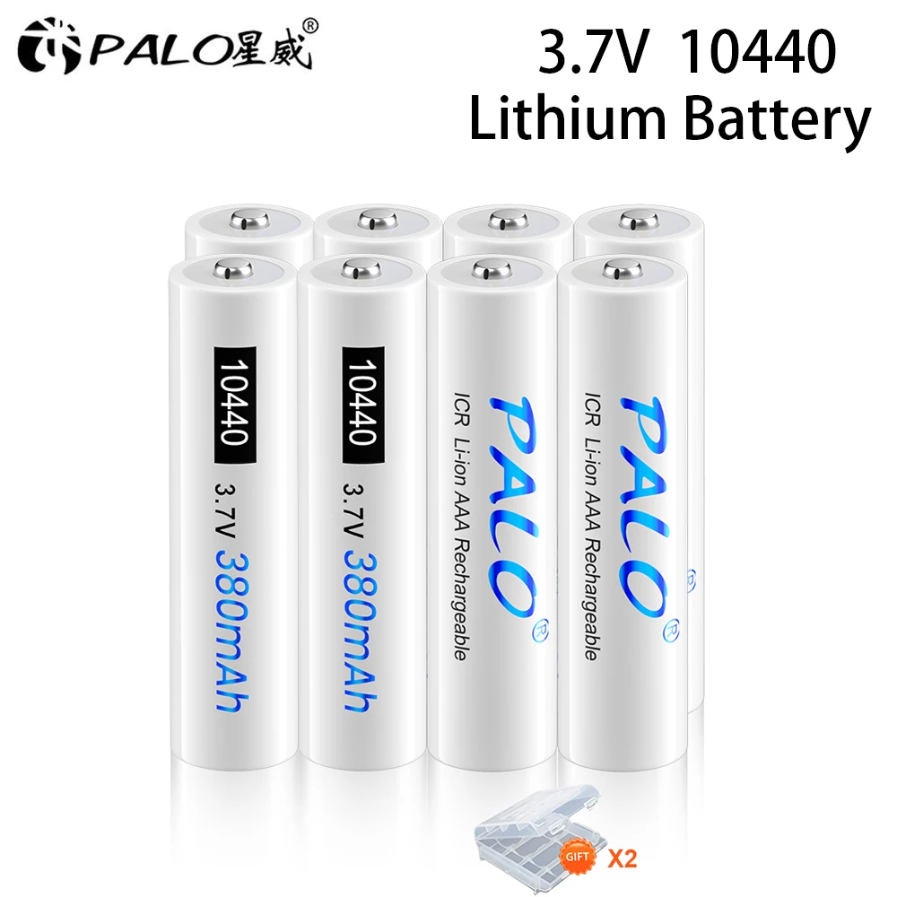 Литий-ионный перезаряжаемый аккумулятор PALO 3,7 V ICR10440 10440 3A AAA для фонарика, камеры, дистанционного управления, бритвы