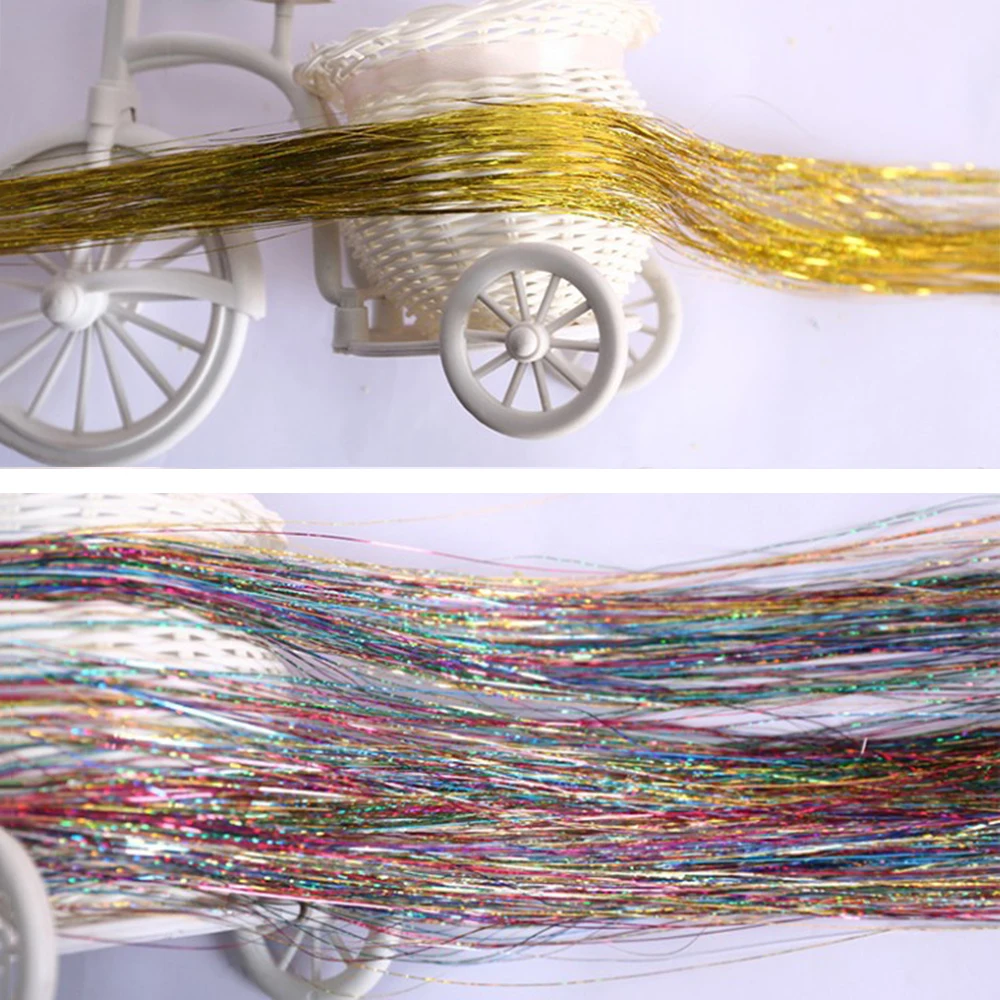 1 упаковка блестящие радужные шелковые пряди для вечерние вания волос |