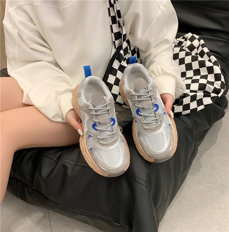 New Fashion Women Sneakers Flats Platforms Casual Shoes Woman Thick Bottom Real Leather Round Toe Ladies Sneakers