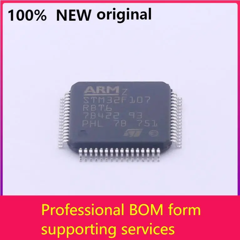 

MCU 32-bit STM32F ARM Cortex M3 RISC 128KB Flash 2.5V/3.3V 64-Pin LQFP Tray - Trays STM32F107RBT6 100% original