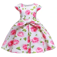 2 10y girls dress for wedding and party princess birthday costume clothing kids floral print bowknot children dresses