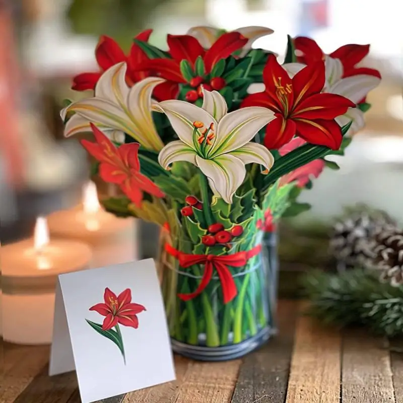 

Pop-Up Flower Card Flora 3D Greeting Card for Birthday Mothers Father's Day Graduation Wedding Anniversary Get Well Sympathy