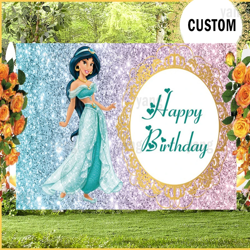 Disney  Princess Aladdin Castle Jasmine Backdrop Girls Birthday Party Photo Background Photocall  Baby Shower Decoration Banner