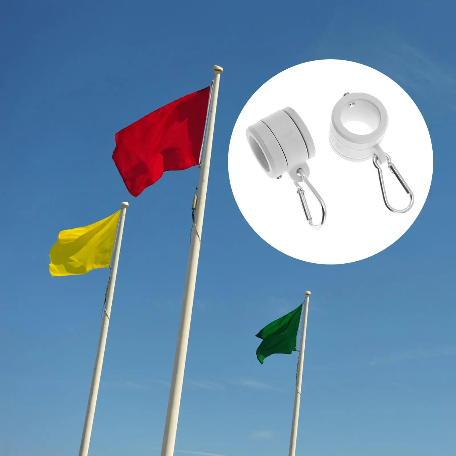 

2Pcs Flag Pole Clips Swivels for 1.02-1'' Flag Pole Flag Pole Rotating Rings