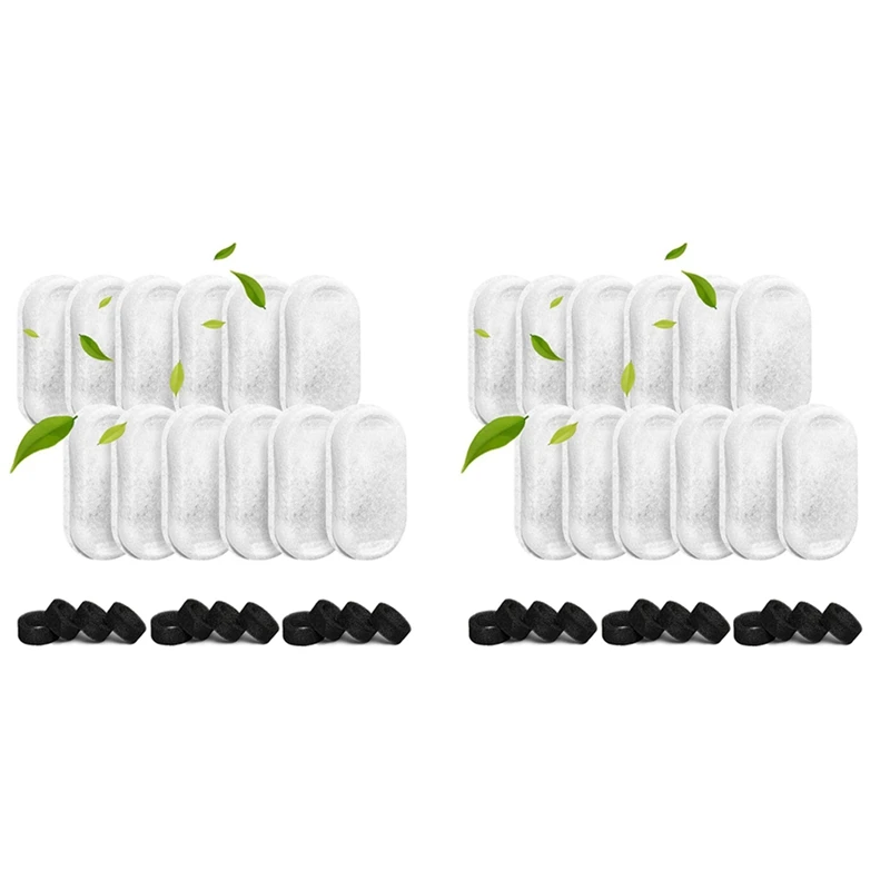 

24X Cat Water Fountain Filters With 24 Sponges, Pet Replacement Filters For Stainless Steel 108Oz/3L, 67Oz/2L