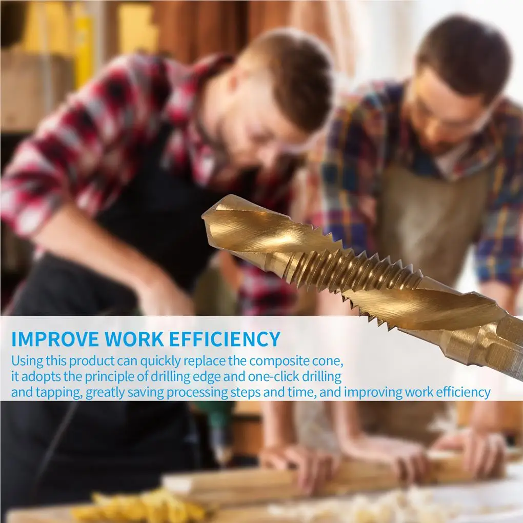 

6 шт. метрический резьбовой винт, резьбонарезающий инструмент с шестигранным хвостовиком, HSS комбинированное сверло с титановым покрытием и...