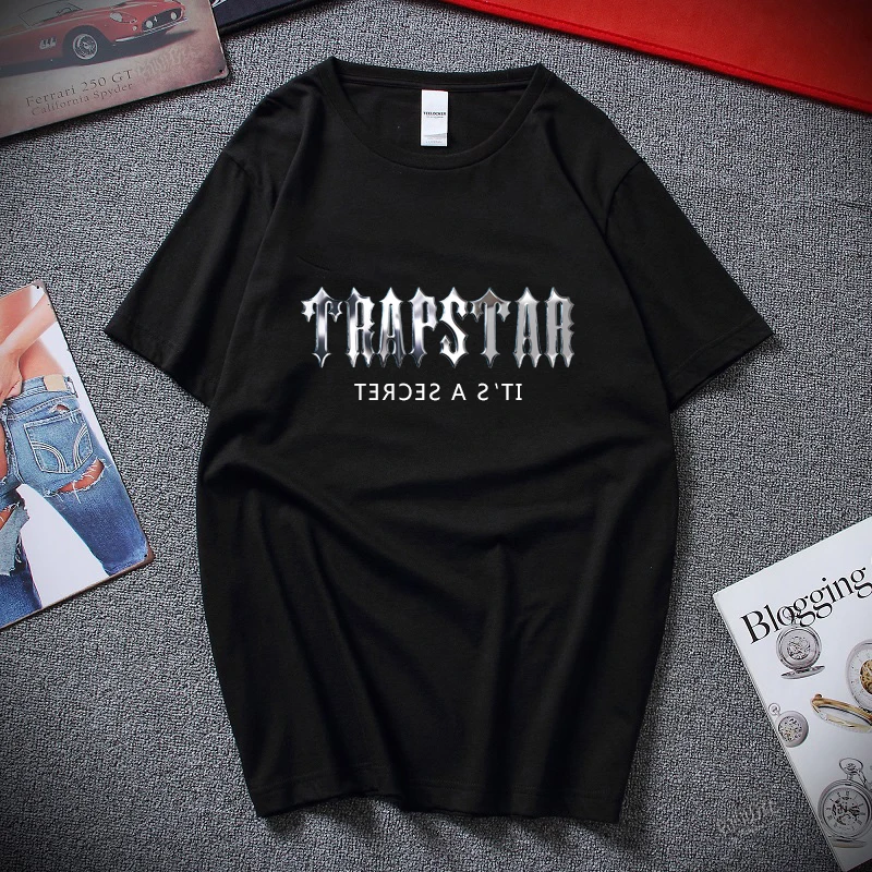 Купи Trapstar Printing 2022 Summer T Shirt for Men Cotton Custom T Shirts Fashion Blouse Vintage Free Shipping Oversized Mens Clothes за 455 рублей в магазине AliExpress