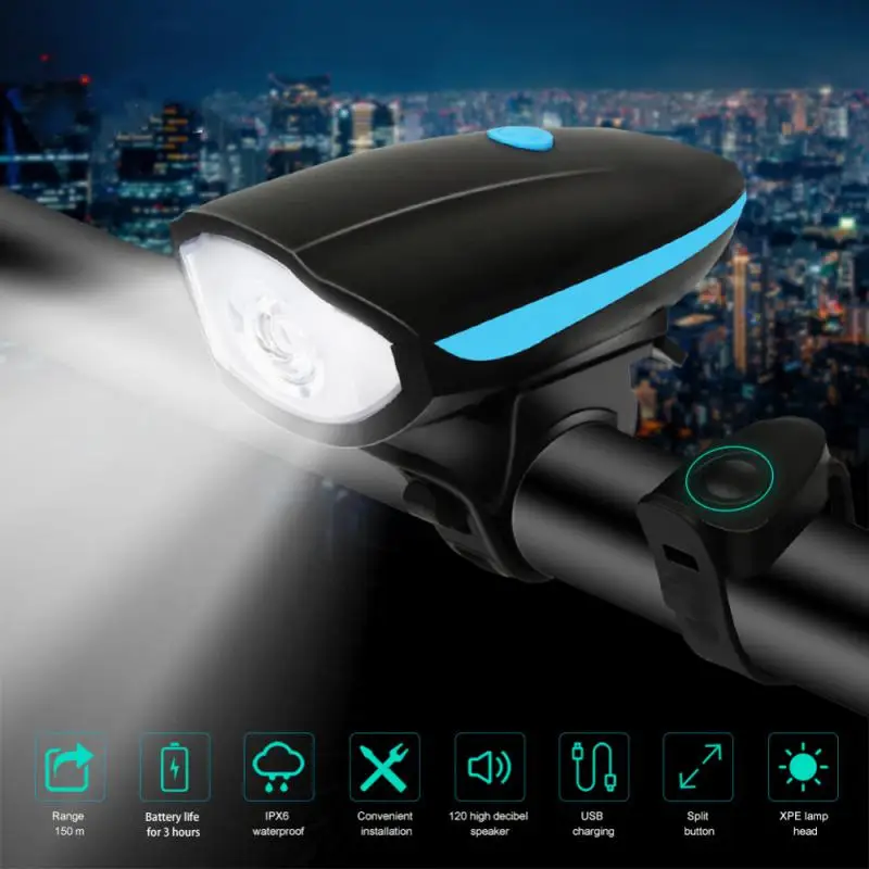 Фара велосипедная с электронным гудком и зарядкой от USB |
