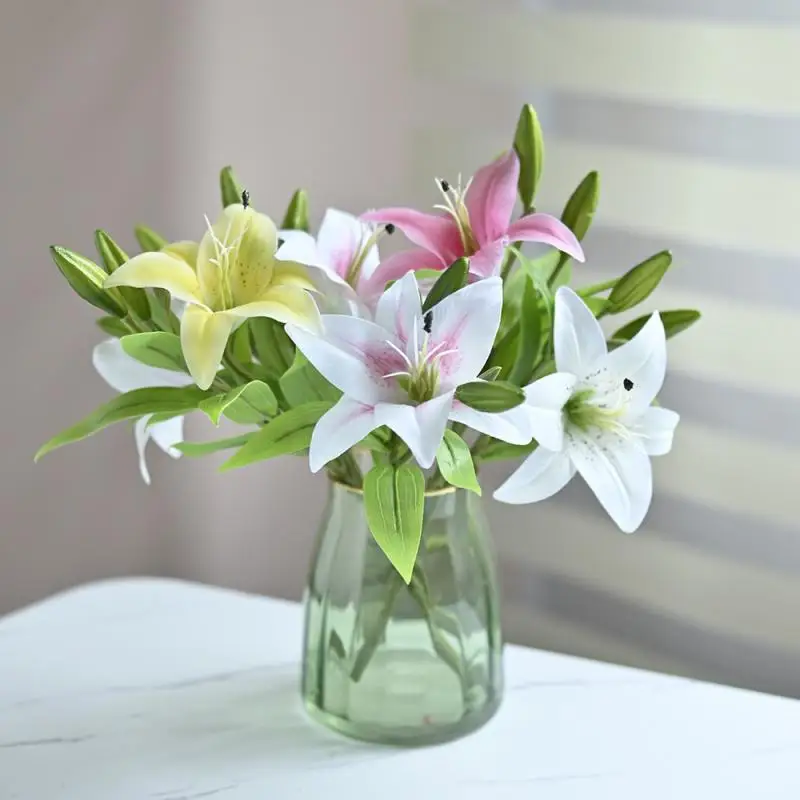 

1Pc 36Cm Artificial Lily Fake Flowers Home Decor Beautiful Wedding Festive Decoration Living Room Table Flower Art Ornament