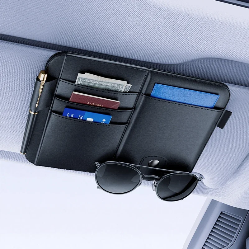 Автомобильный солнцезащитный козырек зажимы для очков кожаный органайзер ручек