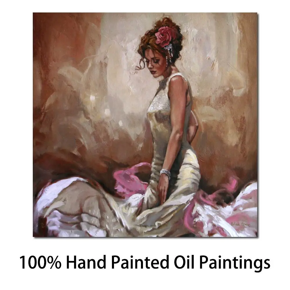Современное художественное полотно, Фигурное мышление перед шоу, картины маслом для девушек, искусство, ручная роспись, красивый настенный Декор