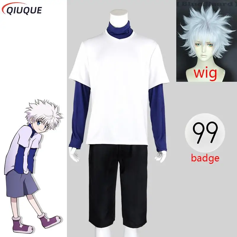 

Парик для косплея костюма аниме Hunter x Hunter Killua Zoldyck с номером 99 значок на Хэллоуин