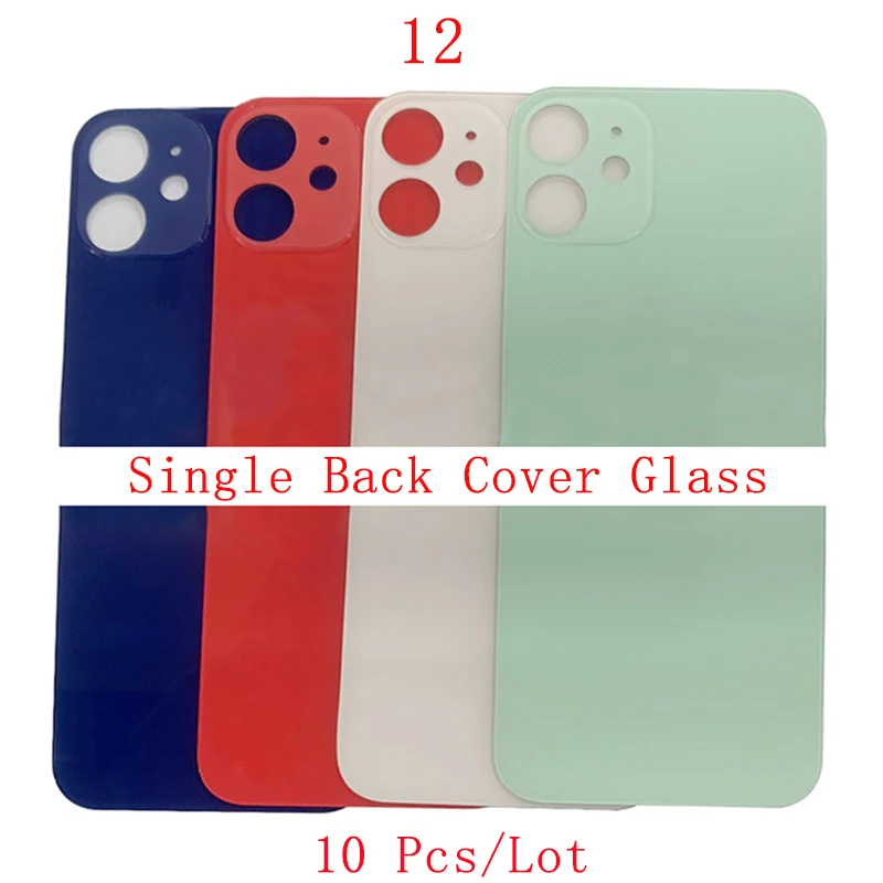 10Pcs/Lot Big Hole Battery Cover Camera Hole Rear Door Housing For iPhon 12 Mini 12 Glass Back Cover with Logo Repair Parts