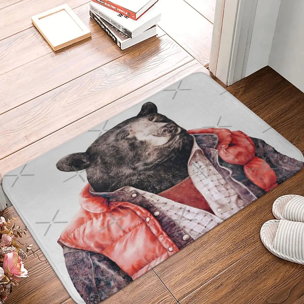 

Черный медведь 60x40 см Ковер Полиэстер напольные коврики популярный Противоскользящий каждый день