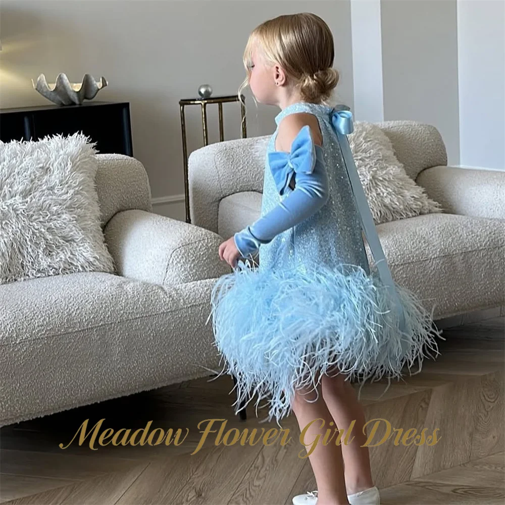 Нежно-голубое платье для девочек Meadow Sparkle: бальное платье принцессы с высоким воротником и бретелью через шею, пышное платье-туту без рукавов для вечеринок и выпускных вечеров (art.: 3920dbbefbf69) - 3920dbbefbf69
