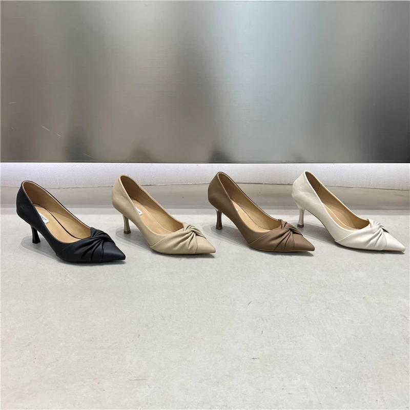 

Fashion Women Pumps Pointed Toe Shallow Slip On Thin High Heels Office Pumps Dress Shoes Party Pumps Black Beige Khaki White