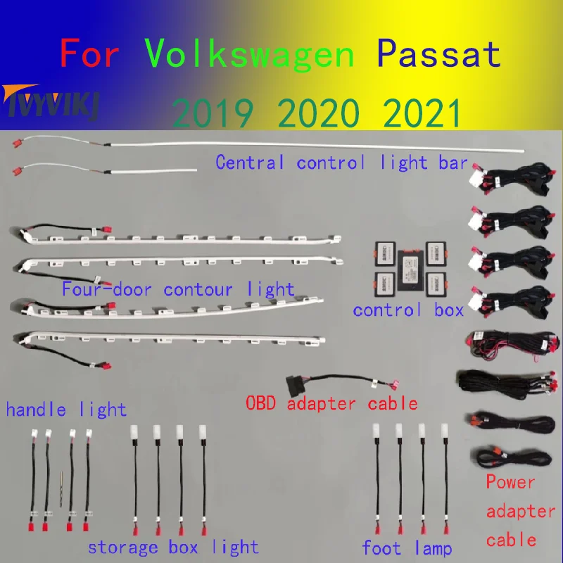 

Автомобильный светодиодный светильник TVYVIKJ для Volkswagen Passat 2019, 2020, 2021, управление через приложение, 64 цвета, трансформер