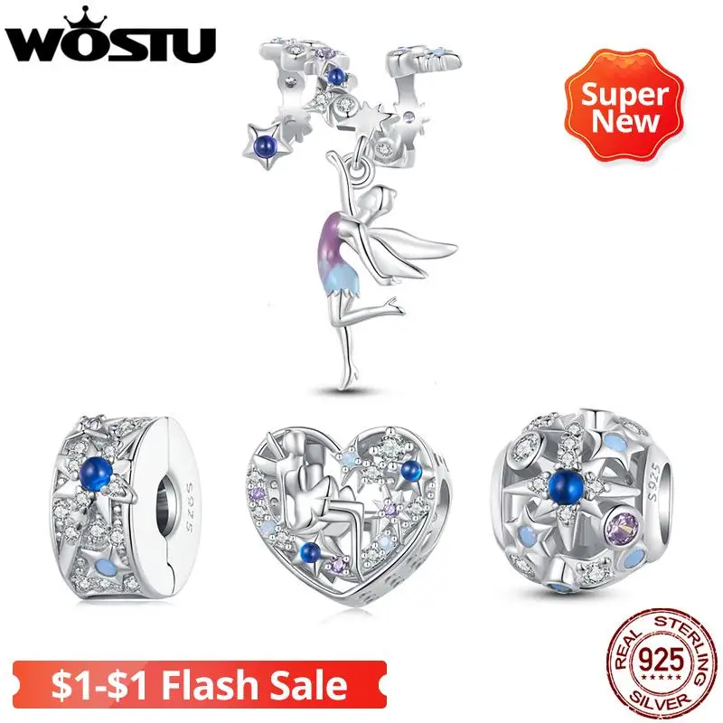 

Бусины-шармы в виде звезд с синим эльфом, с фианитом